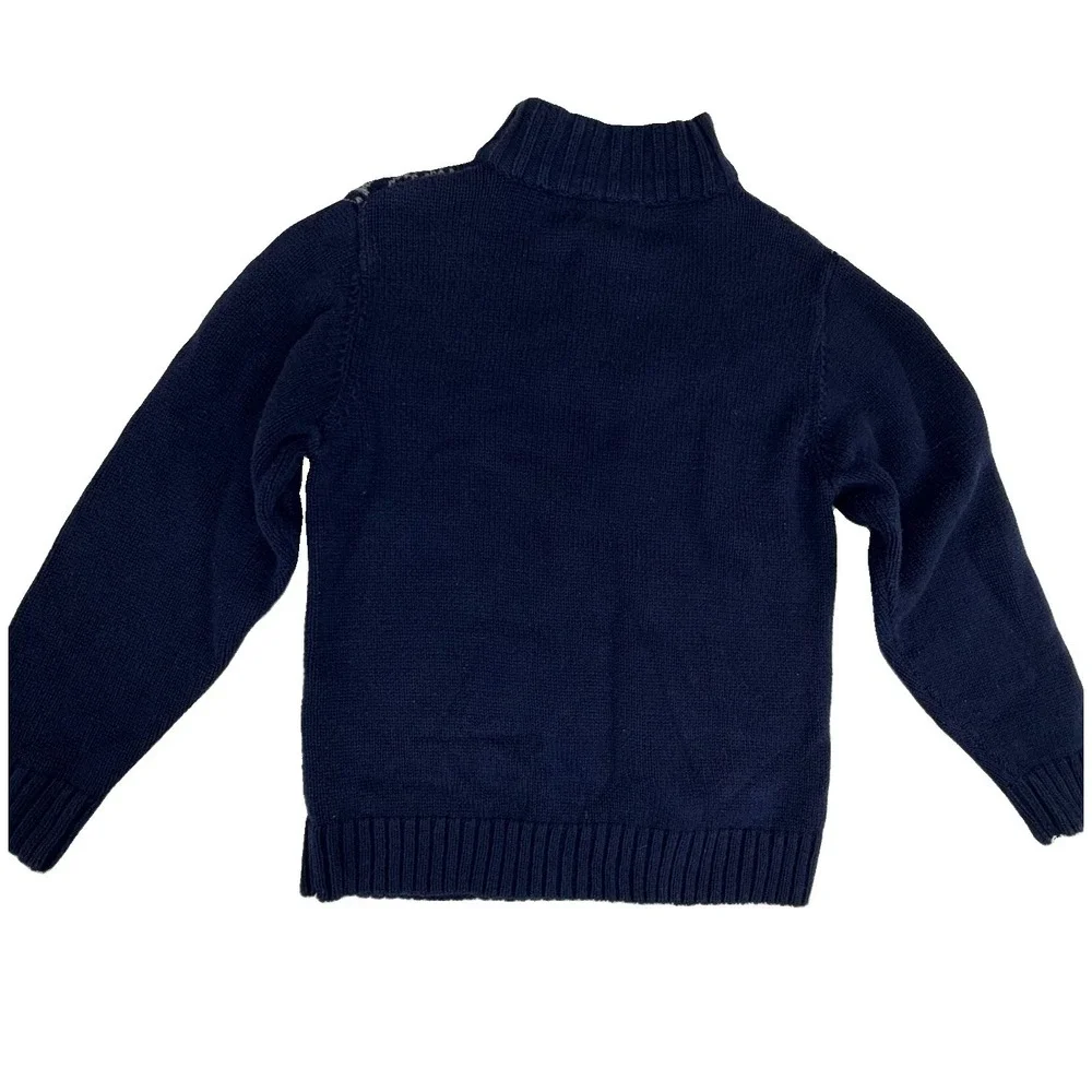 Gymboree Boys Holiday 1/4 Zip Sweater Sz Med 7-8 Navy Reindeer Fair Isle Knit